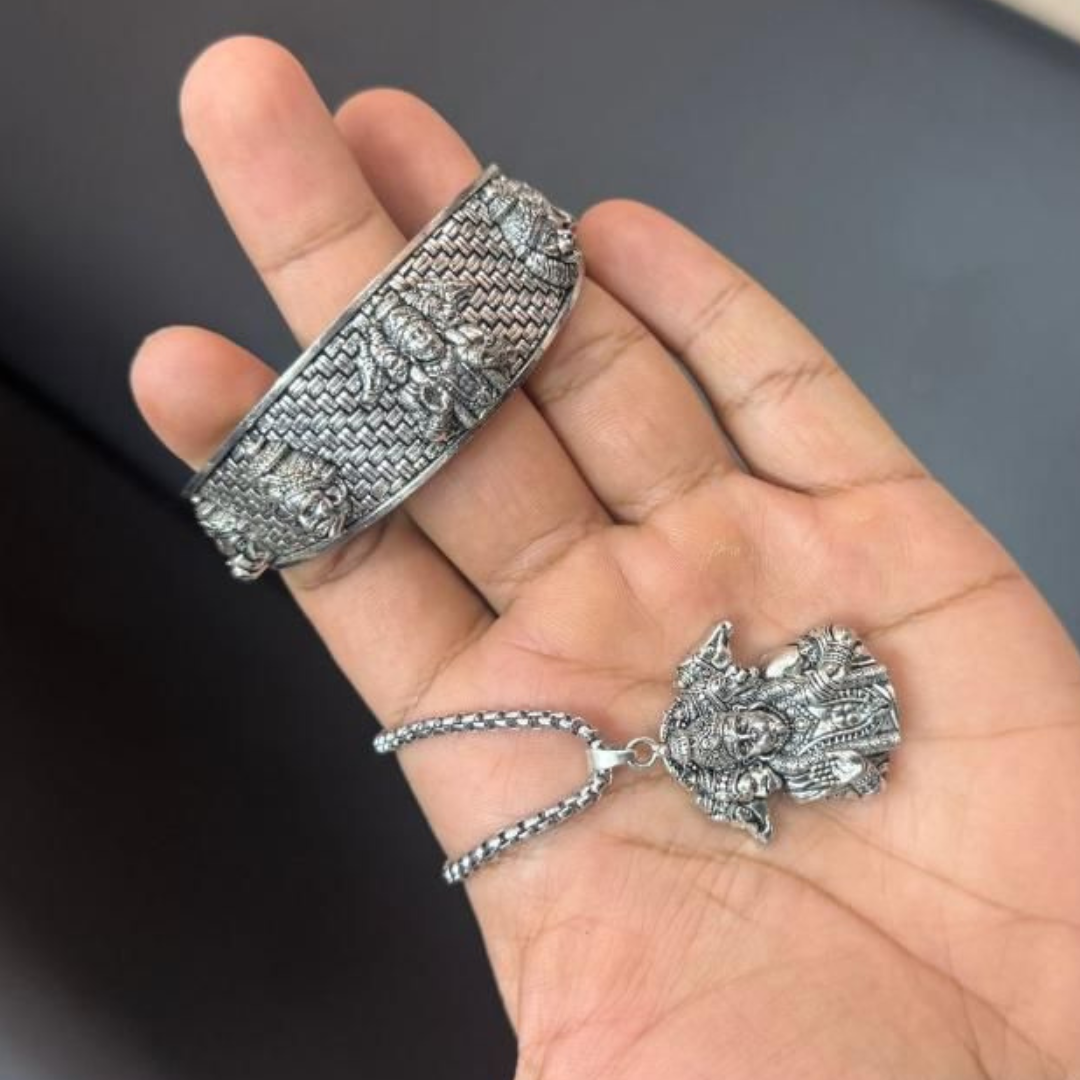 5-Mukhi Hanuman Kada & Pendant Set With Chain